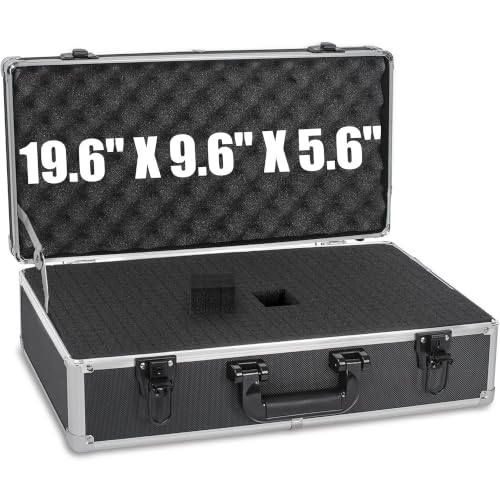 20 Inch Hard Carrying Case | Ideal for Wireless Mic System Storage & Camera Gear Transportation, Aluminum Alloy Sturdy Build, Customizable Pre-Diced Foam - size: Inner：19.6''X 9.6''X 5.6''