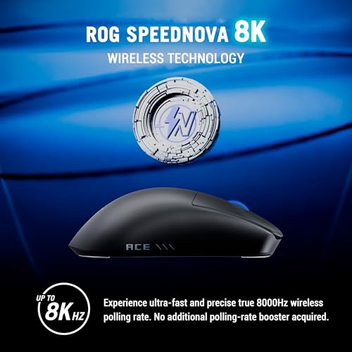 ASUS ROG Harpe II Ace Wireless Esports Gaming Mouse – 2025, Pro-Tested, Right-Handed, 48g Lightweight, Tri-Mode Connectivity, 42K DPI, 8K Polling, 101Hr Battery, Web-Based Tool, PC/Mac Support - Black - color: Black, style: Harpe II Ace