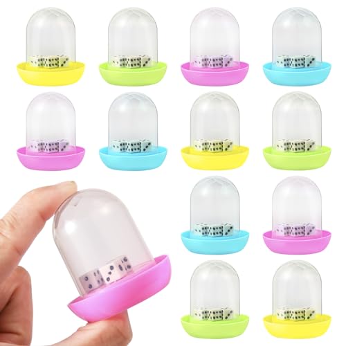 12 Pack Mini Dice Cup Set，Party Favors for Adults Kids Toddlers, Plastic Shaker Dice Game，Shaker Cup Desk Toys, Classroom Rewards, Carnival Prizes, Goodie Bag Stuffers, Treasure Box, Pinata Fillers