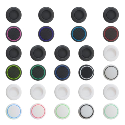 Update Compatible with 15 Pairs Thumb Grips Silicone Analog Stick Covers Thumbstick Controller Replacement Joystick Cap for PS4 PS3 PS2 Xbox One Xbox 360 Wii U, New Version