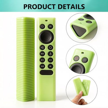 Silicone Protective Cover for NVIDIA Shield TV Pro/4K HDR Remote Controller Series, Light Weight Kids-Friendly Silicone Skin Anti-Slip/Shockproof with Hand Strap - color: Glow Green