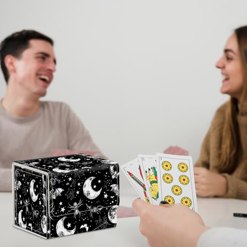 for MTG Commander Deck Box,Card Deck Box for Trading Yugioh MTG,Fits 100 Double Sleeved Cards,PU Leather Strong Magnet Case for Magic Commander TCG CCG,Black Moon Bat - color: Black Moon Bat