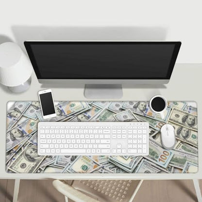 Money Pattern Gaming Mouse Pad, Large Extended Desk Mat (31.5x11.8 in), Non-Slip Rubber Base Stitched Edges Mousepad for Work Office Gaming & School - color: 3