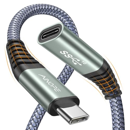 AINOPE USB C Extension Cable, 20Gbps/USB3.2 Fast Transfer USB Type C Extender 240W Charging Compatible with iPhone 16 pro max/PSVR2/USB C Hub/MacBook Air M2 Pro/iPad/Magsafe Charger,3.3FT,Grey - color: Grey, size: 3.3FT