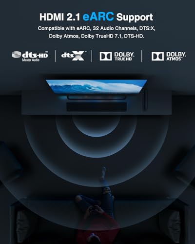 IVANKY 10K 8K HDMI 2.1 Cable 4ft, Ultra High Speed HDMI Cable 48Gbps | [8K@60Hz, 4K@120Hz, HDCP 2.3, HDR10, eARC], Braided HDMI Cord Compatible with TV/Laptop/Monitor/PS5/Xbox/Projector, 4FT - size: 4 feet
