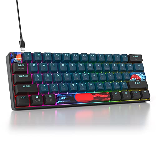 60% Mechanical Keyboard Wired Linear Red Switch RGB Backlight | 60 Percent 61-keys Compact Layout Gaming Keyboard TKL Ultra-Compact Mini RGB Backlit - color: 61 Monster/Red Switch