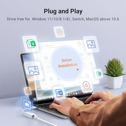 UGREEN USB to Ethemet Adapter, 10/100Mbps Network Adapter, with AX88772D Chip RJ45 Wired LAN Dongle for Laptop, Compatible with Nintendo Switch MacBook ChromeBook Windows macOS Linux (Not for Wii) - color: White