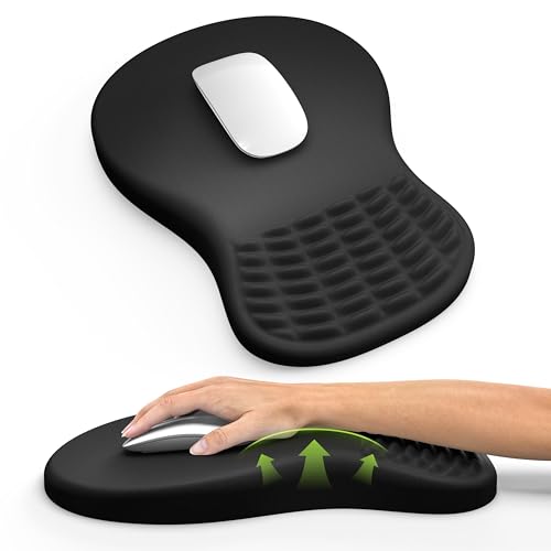 MEKASS Ergonomic Mouse Pad with Wrist Rest, Memory Foam Wrist Support for Carpal Tunnel Pain Relief, Non-Slip PU Base, Comfortable Mousepad for Office Home (Black) - color: Black