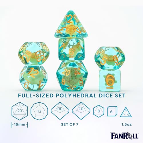 FanRoll 16mm Resin Poly DND Dice Set: Turtle Dice, Role Playing Game Dice for Dungeons and Dragons