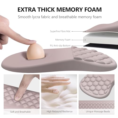 Ergonomic Mouse Pad Wrist Support, 2 in 1 Keyboard Wrist Rest Set | Memory Foam, 15° Ergonomic Slope, Massage Bead Design, Non-Slip PU Base, Lycra Fabric, for Office & Gaming, Gradient Pink - color: Gradient Pink