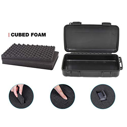 8" Small Hard Case with Pluck Foam Insert, 8.6 x 4.9 x 1.9 Inch - Protective Waterproof Plastic Tiny Box for Storage Medical item, Micro Tools - Lockable, Portable for Travel - size: Inner 7.8‘’ x 3.9‘’ x 1.5‘’