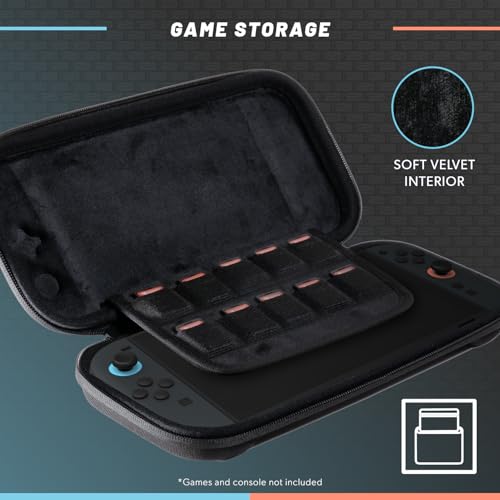 Hyperkin Warden Travel Case for Nintendo Switch 2 – Hard Shell Protective Carrying Bag with Modular Storage, Game Cartridge Organizer, Velvet Interior, Shoulder Strap, Travel Carry Case