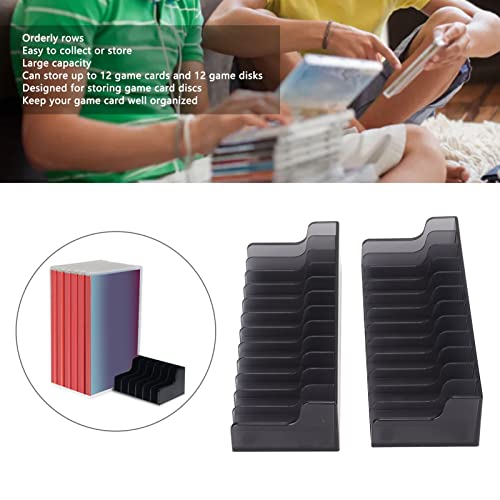 Estink Game Card Storage Stand 24-Slot ABS Tabletop Display Rack | Durable plastic , holds 12 cartridges and 12 discs, compact media shelf, fits Switch and Lite gaming setups,