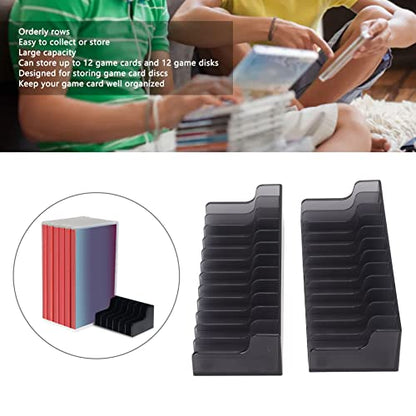 Estink Game Card Storage Stand 24-Slot ABS Tabletop Display Rack | Durable plastic , holds 12 cartridges and 12 discs, compact media shelf, fits Switch and Lite gaming setups,