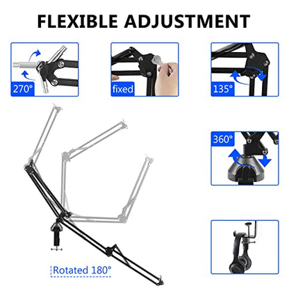 GEEKRIA for Creators Microphone Arm Compatible with Rode NT-USB, NT1-A, NT1, Mic Boom Arm Mount with Table Flange Adapter, Adjustable Suspension Stand, Desk Mount Holder