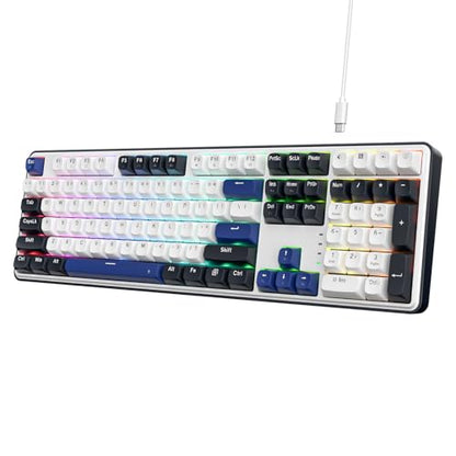 Redragon K689 Wired Gasket RGB Gaming Keyboard, 108 Keys Mechanical Keyboard w/Extra 4 Hotkeys, Upgraded Hot-swappable Socket, 3-Layer Noise Dampening, Mixed Color Keycaps, Custom Linear Switch - color: Cerulean Polar