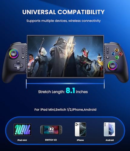 Mocagen Swicth Controllers for Nintendo Switch 2/1/Oled/iPhone/Android Handheld Gaming with Hall Effect Joysticks & Triggers, RGB Light, Programmable, Turbo, Mac Game - size: Switch Layout-Black