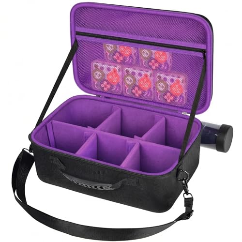 casmilee Deck Box Carrying Case for MTG/TCG Cards with Playmat Straps | 6 Adjustable Dividers, Mesh Pocket, Shoulder Strap, Holds Deck Boxes, Dice and Playmat, Case Only - color: Purple
