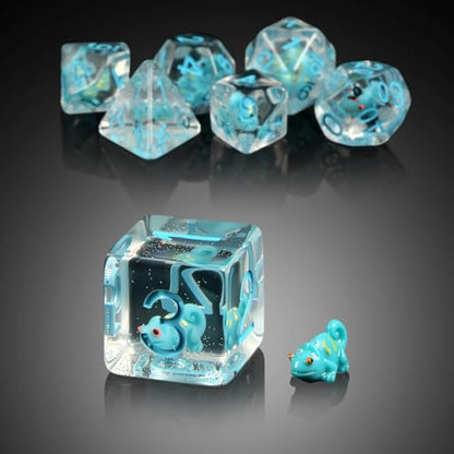 Chameleon D&D Dice Set, DNDND 7PCS Resin Dice Set with Velvet Bag for Dungeons and Dragons Role Playing Games and Tabletop Games（Chameleon - color: Chameleon