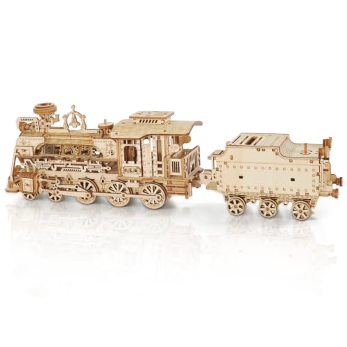 3D Wooden Puzzles for Adults, DIY Steam Train Model Building Kit | 268Pcs Creative Craft & Model Kits for Adults, DIY Assembly Puzzle Desk Decor, Holiday Gift for Xmas, Teens Men 14+ - style: Steam Train