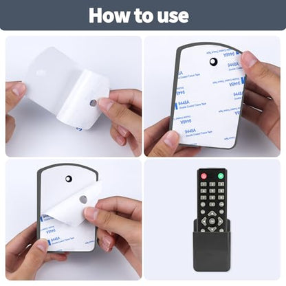 3 PCS Wall Mount Remote Control Holders, Self Adhesive TV Air Conditioner Remote Control Storage Organizer, Multi-Purpose Wall Mounted Pen Holder for Home Office School - color: White+Black+Grey