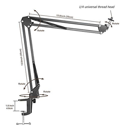 LenTok Overhead Tripod Mount for Camera Webcam Ring Light, Flexible Over Head Arm for iPhone with Phone Holder and Ball Head, Table Stand Accessory for Phone Video Recording Live Stream