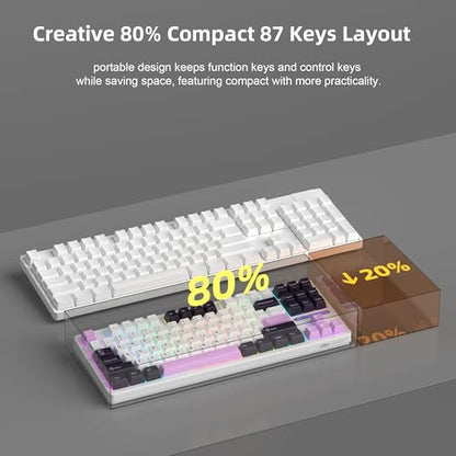 MageGee LIGHT87 Wired Creamy Keyboard, 80% Gasket Hot Swappable RGB Backlit Gaming Mechanical Keyboards with 6-Layer Sound Dampening,PBT Keycaps NKRO for Win/Mac, Purple - color: Purple Jade