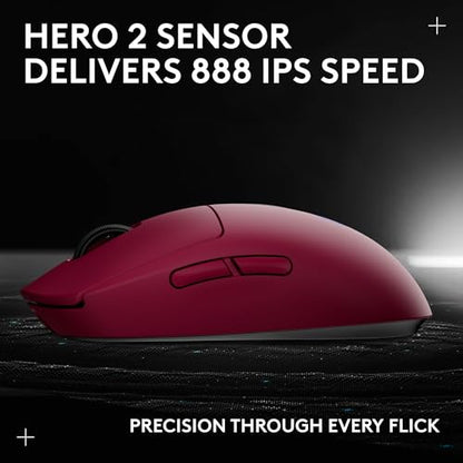 Logitech G PRO 2 Lightspeed Ambidextrous Wireless Gaming Mouse - Magenta | Symmetrical design, <4 customizable magnetic side buttons, USB-C charging, PowerPlay Wireless Charging Supported, For PC/Mac - color: Magenta