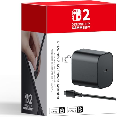 65W Switch 2 Charger with 10FT(3M) Cable - GaN3 AC Power Adapter for Nintendo Switch/OLED/Lite & Steam Deck/OLED, Original Quality, Supports 4K TV Mode, PD3.0 Fast Charger for PS4 Controller, Galaxy - size: 10FT/3M