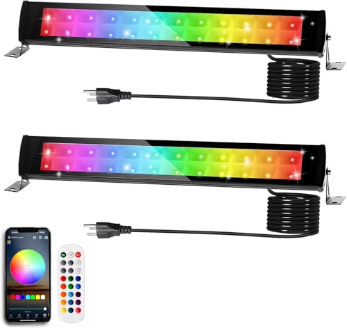 2 Pack 50W 2.4G Remote Control RGB Wall Washer Light with Remote Control & APP Control, for Birthday Party, Garden Lighting, Wall Display, Hotel, Building, Commercial Lighting - size: 50W RGB&3000K*2