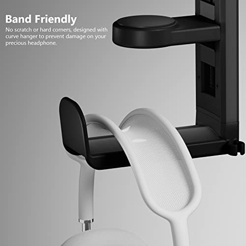 Rotating Headphone Stand - EURPMASK PC Gaming Headset Stand, Adjustable Clamp-on Headphone Holder, Headphone Hanger Hook Under Desk with 360 Degree Swivel&Cable Clip Organizer - Black, 2 Pack - color: Black_2 Pack