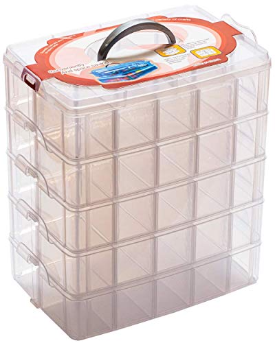 Sooyee 5 Layers Stackable Storage Container Clear 50 Adjustable Compartments, Compatible with Small Toys Arts and Crafts Piping Tips Hardware Storage Organizer - color: Clear, size: 5 Tier