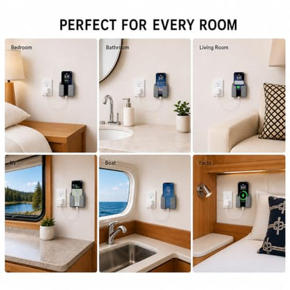 Wall Phone Holder, Adhesive Phone Wall Mount with Cable Hole, Bathroom Bedside Kitchen RV Phone Holder Compatible with iPhone, Android Phones and Remote Controls (Gray) - color: Gray