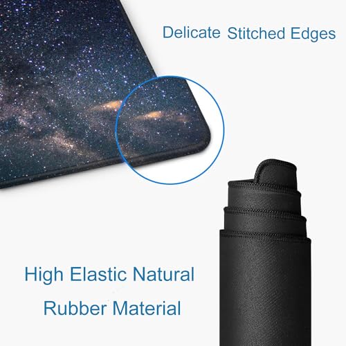 Large Gaming Mouse Pad with Stitched Edges, Galaxy Desk Mat, Extended XL Keyboard Pad, Non-Slip Rubber Base Desk Pad for Keyboard and Mouse, 31.5X11.8 inch - color: 05 Galaxy