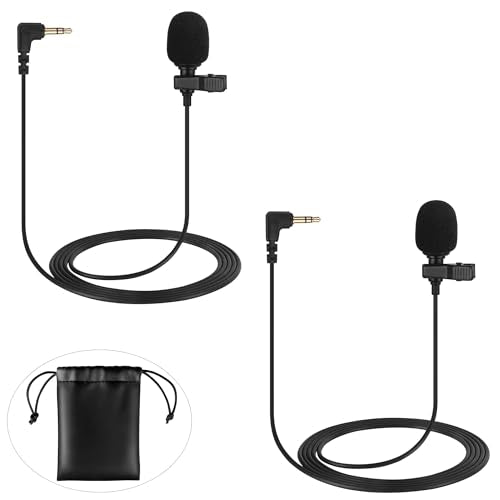 DUNGZDUZ 2-Pack 3.5mm Lavalier Mics for DJI Mic 2 and RØDE Wireless GO II | TRS Clip-on Mic for Wireless Transmitters, Clear Voice Pickup, Ideal for Streaming, Interviews and Vlogging