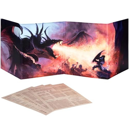 DND DM Screen 5e - D&D Dungeon Master Screen Full Color Print with Customizable Inserts - Dungeons and Dragons GM / Game Master Accessories Gift for Man or Woman. Hide Your Dice Rolls, Maps & Books.
