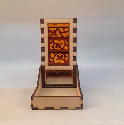 Mini Dice Tower and Tray v5 Amber Acrylic Window Laser Cut MDF Unique Gift
