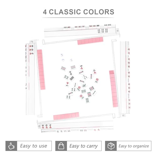 Mahjong Racks with Pushers 4PCS Set Majiang Tile Holder Acrylic Mahjong Racks Accessories and Gifts - color: Clear