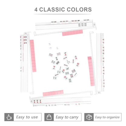 Mahjong Racks with Pushers 4PCS Set Majiang Tile Holder Acrylic Mahjong Racks Accessories and Gifts - color: Clear