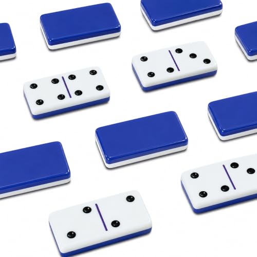IDTQ Dominoes Set for Adults, Double 6 Dominos Game Set with 28 Domino Tiles Double with Upscale Gift Boxes -7 Polyhedral Dice -Classic Board Games (Dark Blue) - color: Dark Blue