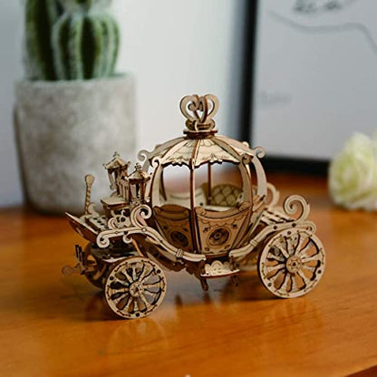 Rowood 3D Puzzles for Adults, Wooden Model Kits for Adult, DIY STEM Toy for Ages 14+ - Pumpkin Cart (182 Pieces) - style: Pumpkin Cart