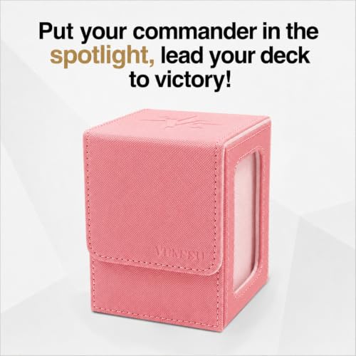 Venssu MTG Deck Box with Commander Display Window (Pink&Pink) | Holds 120 Single-Sleeved/ 100 double-sleeved cards, Fit MTG/PTCG/OPTCG Cards, Strong Magnetic Closure, Sturdy PU Leather - color: Pink&Pink