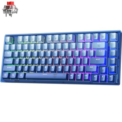 RisoPhy 60 Percent Mechanical Gaming Keyboard - 82 Keys Hot Swappable, Linear Silent Red Switches, Blue PBT Keycaps, Compact Mini RGB Led Backlit Wired, Pro Driver Supported