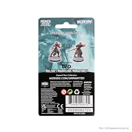 WizKids D&D Nolzur's Marvelous Miniatures: Tiefling Warlocks Dungeons and Dragons Unpainted Miniatures - style: Tiefling Warlocks