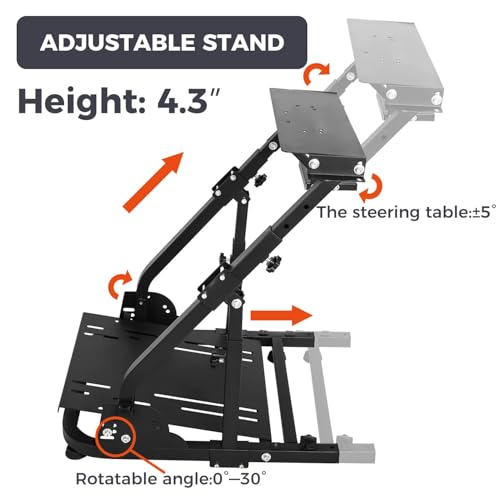Hottoby Racing Steering Wheel Stand Foldable & Reinforcement Bar Fit for Logitech G25 G29 G923,for Thrustmaster T300RS T80 T150,Driving Simulator Frame Adjustable,No Steering Wheel,Pedals & Handbrake