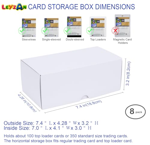 Trading Card Storage Box for toploader, 8-Pack•100 Count Cardboard Top Loaders Storage Box with Dividers & Labels for TCG/Magic/Mtg Organizer and Collection, 7 INCH