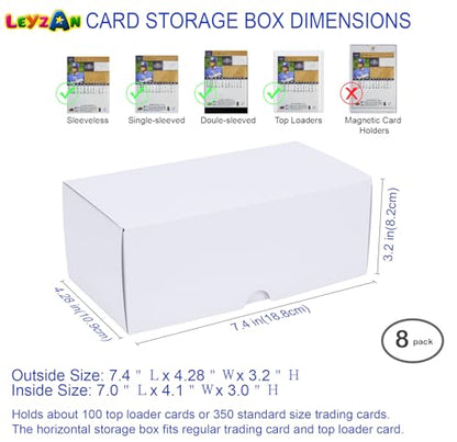 Trading Card Storage Box for toploader, 8-Pack•100 Count Cardboard Top Loaders Storage Box with Dividers & Labels for TCG/Magic/Mtg Organizer and Collection, 7 INCH