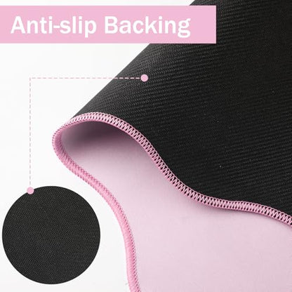 Sabary Scalloped Desk Mat Keyboard Mouse Pad Set 31.5 x 15.7 Inch Pink Table Mat Keyboard Wrist Rest Cute Preppy Mouse Pad with Wrist Rest Coaster Ergonomic Non-Slip Waterproof Gaming Desk School - color: Pink, size: 31.5 x 15.7 Inch