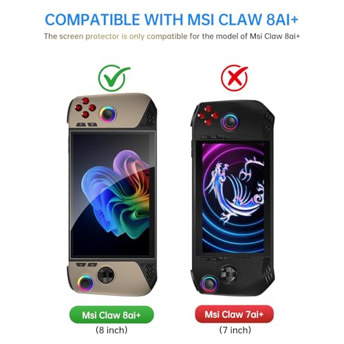 Lokyoo 3-Pack Screen Protector for MSI Claw 8 AI+ Handheld Game Console | Transparent HD Clear, Anti-Scratch, High Touch Sensitivity, for MSI Claw 8 AI+