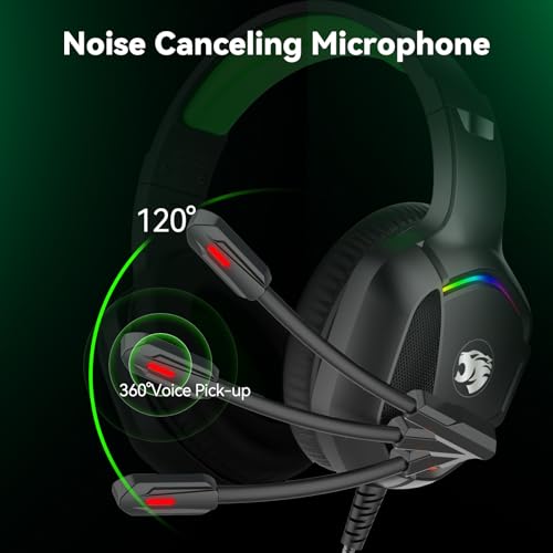 IMYB A36 Gaming Headset with Mic Stereo Headphones for Pc, PS5, Xbox | RGB Wired Over-Ear Noise Cancelling for Xbox Series X/S, PS4, Nintendo Switch, Computer, Laptop, Mac - color: Green
